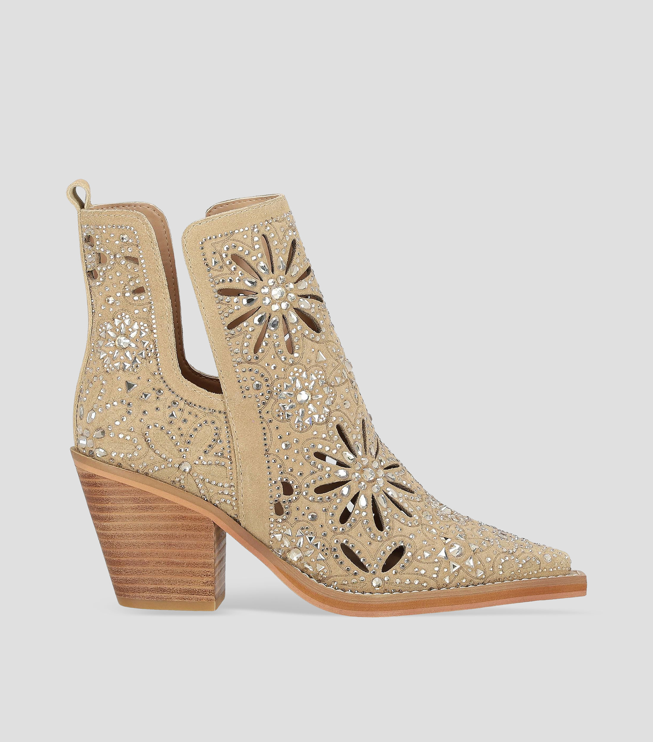 Botines vaqueros en piel tacón alto cuadrado Mujer